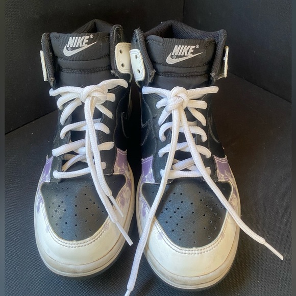 Nike Dunk High Black Grand Purple Patterned Sneakers 2009 Release EUC Women’s 6 - Picture 3 of 9